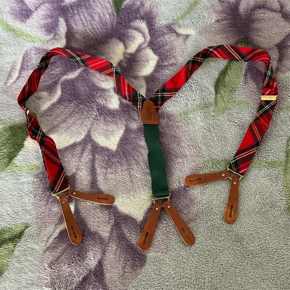 Polo Ralph Lauren Non-Elastic Red Plaid Suspenders